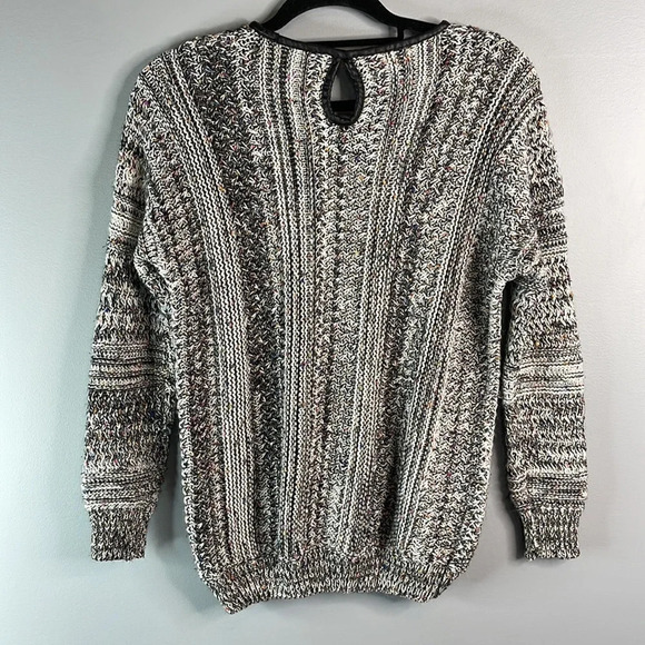 KATSUMI Ribbed Drop Shoulder Knit Sweater Black Mix Leather Trim Mobwife M/L - Picture 7 of 11